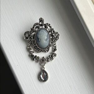 Elegant Silver Cameo Brooch